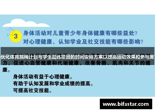 优化体育跳绳计划与学生晨练项目的时间安排方案以提高运动效果和参与度